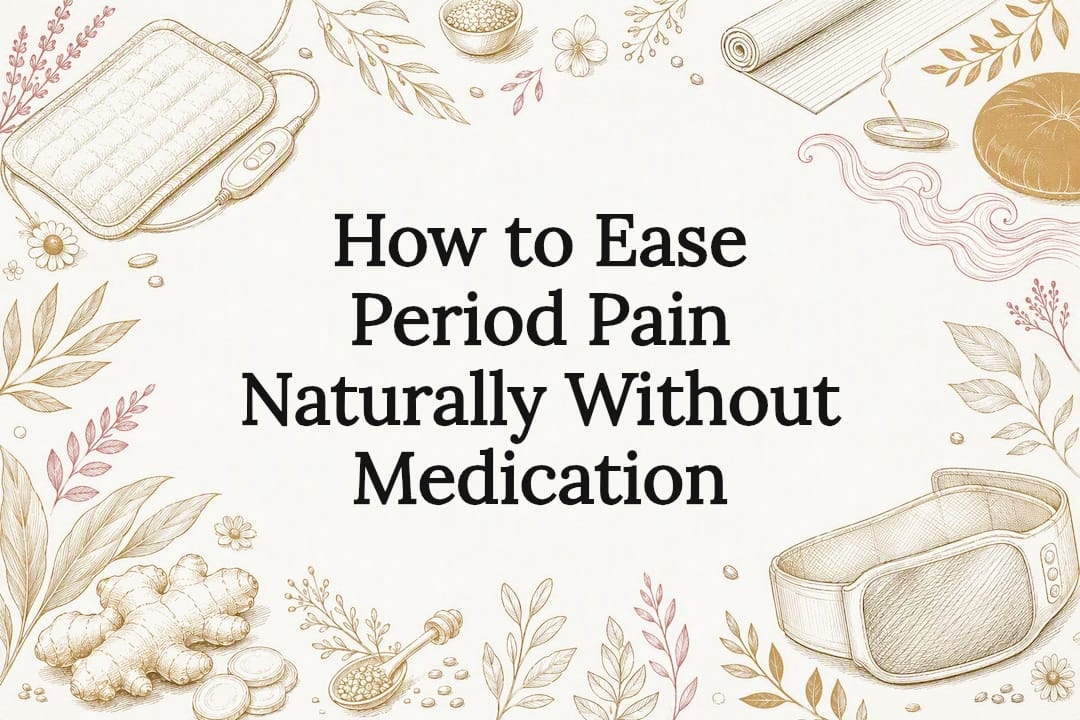 Decorative title card illustration for period pain relief article