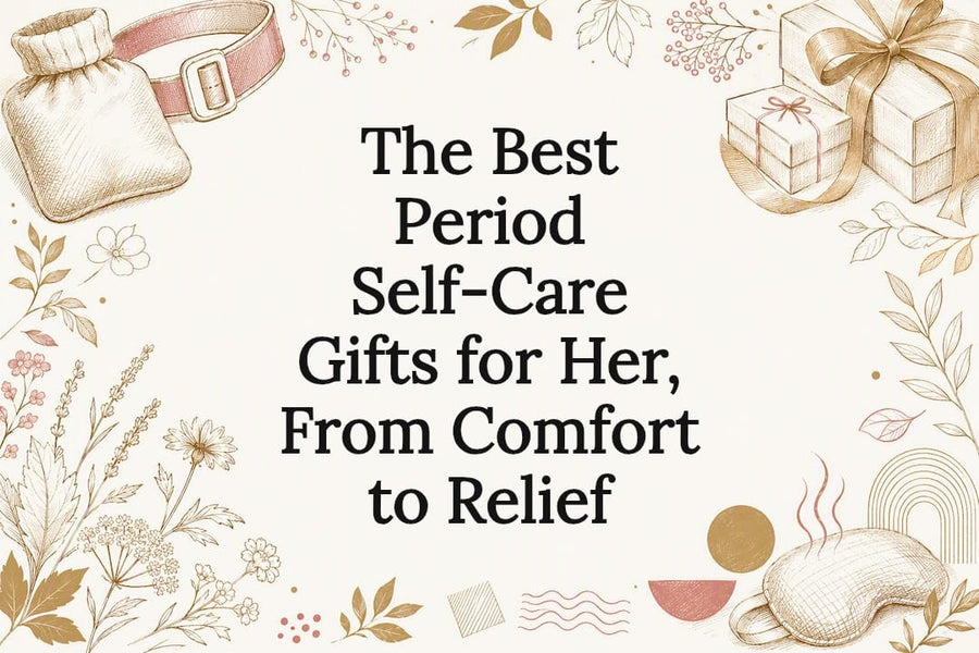 Decorative title card illustration of period self-care gifts