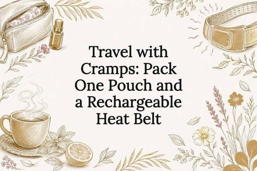 Decorative travel and heat relief themed title card illustration