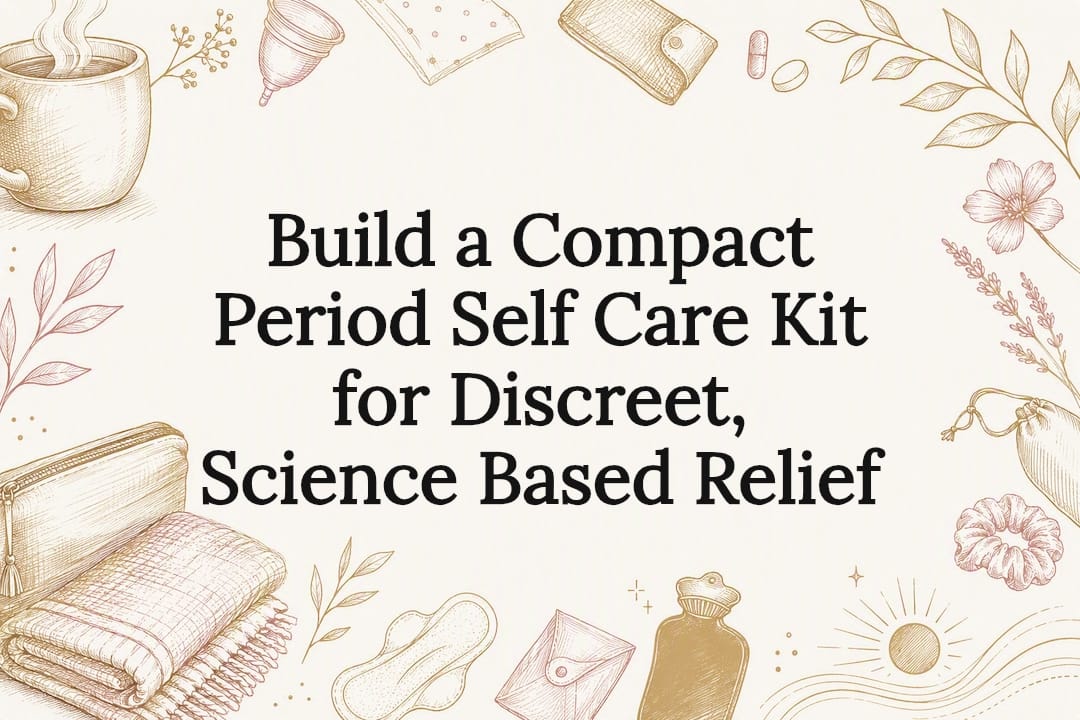 Decorative period self-care kit title card