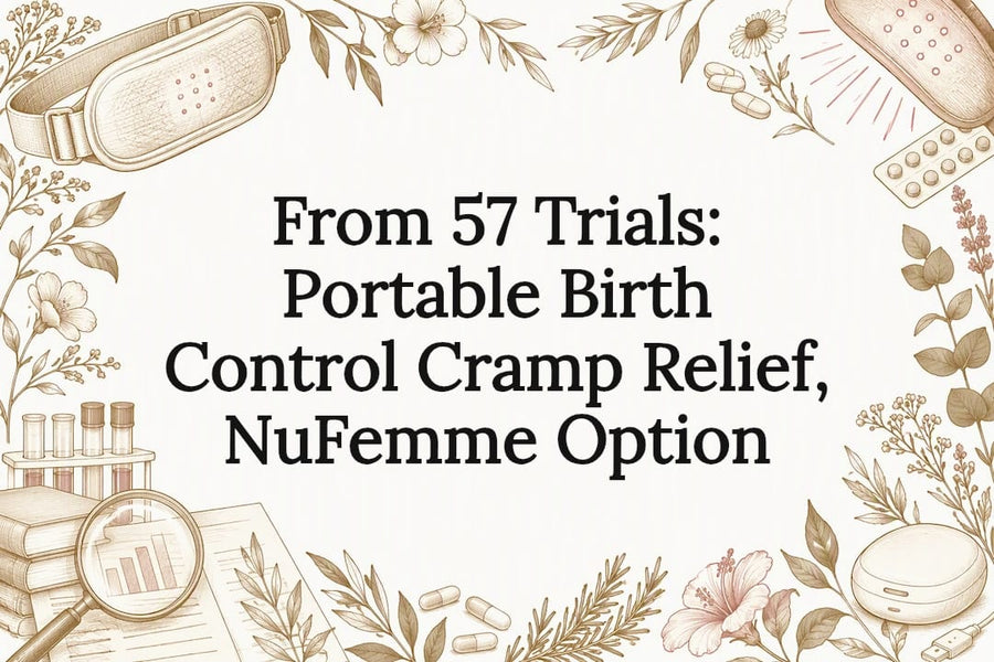 Decorative NuFemme cramp relief title card