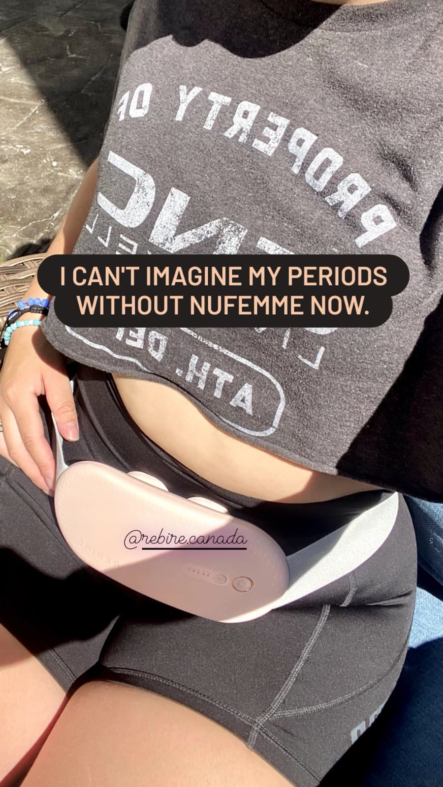 A customer photograph of the NuFemme belt