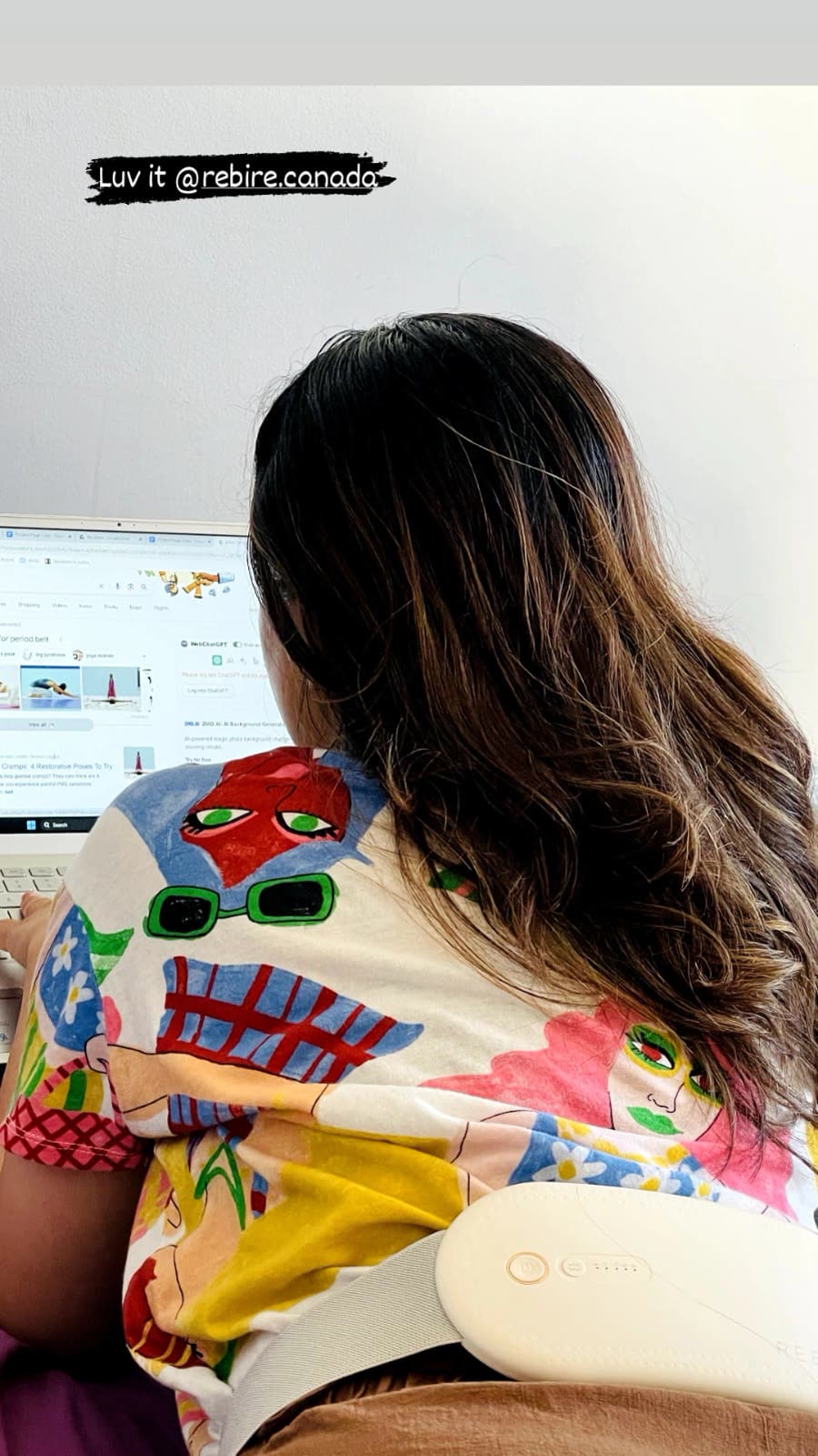 A customer photograph of the NuFemme belt