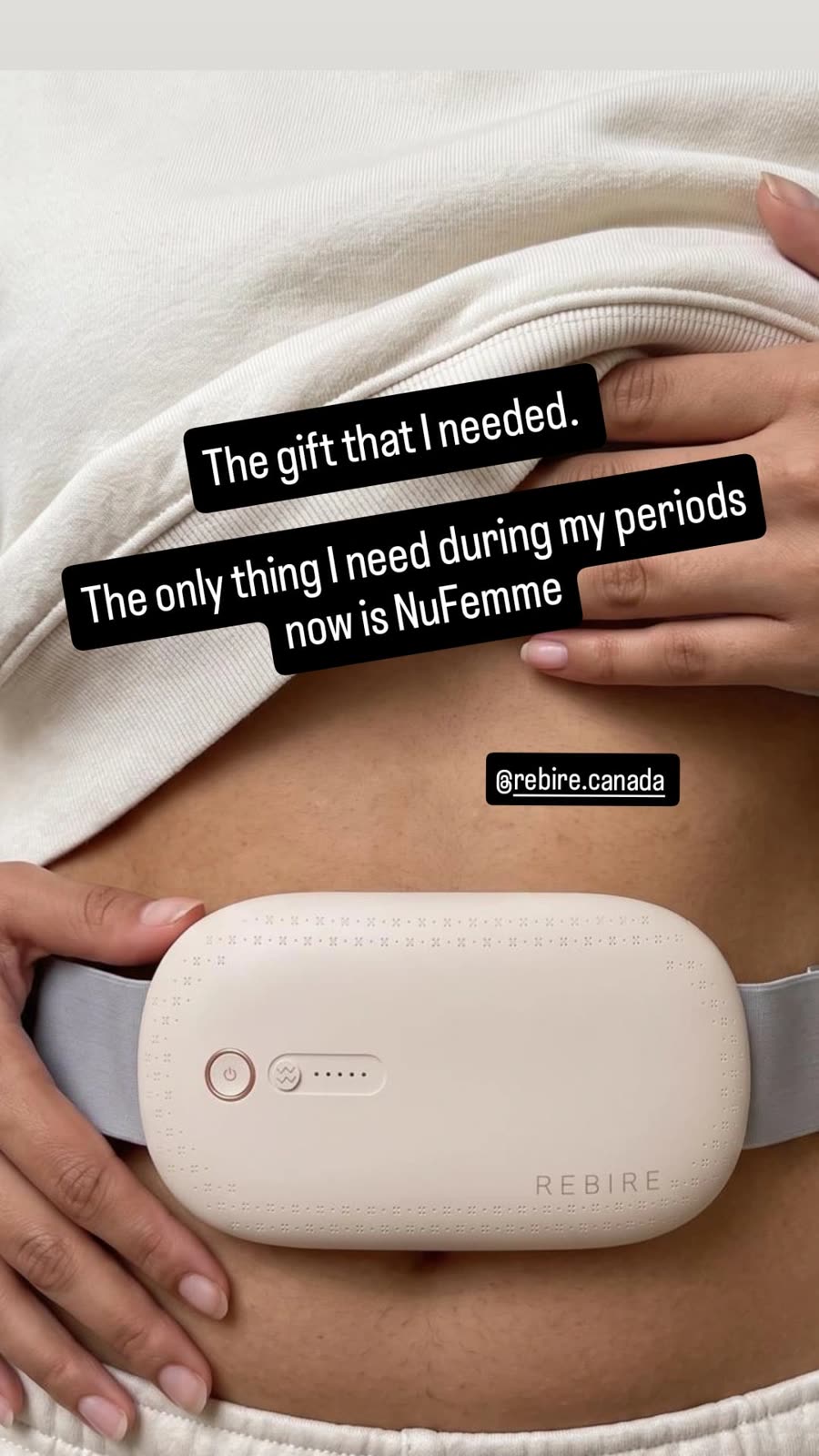 A customer photograph of the NuFemme belt
